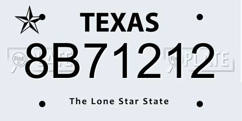 8B71212 Texas License Plate