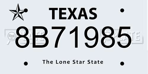 8B71985 Texas License Plate