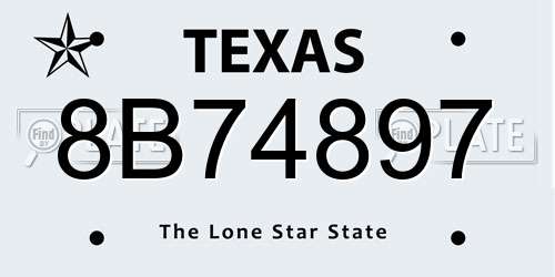 8B74897 Texas License Plate