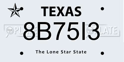 8B75I3 Texas License Plate