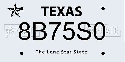 8B75S0 Texas License Plate