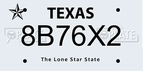 8B76X2 Texas License Plate