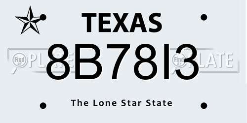 8B78I3 Texas License Plate