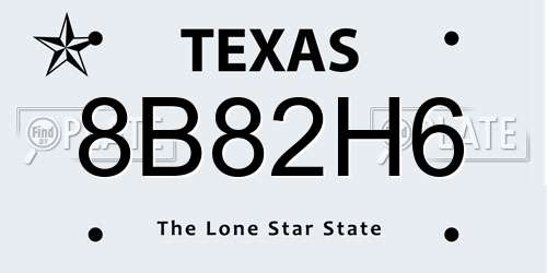 8B82H6 Texas License Plate