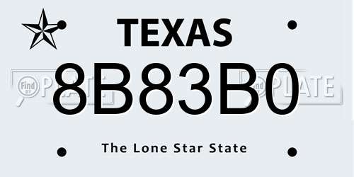 8B83B0 Texas License Plate