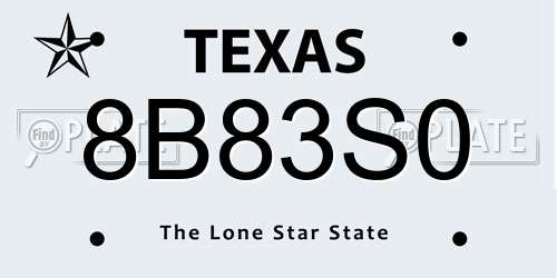 8B83S0 Texas License Plate