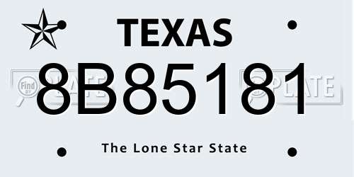 8B85181 Texas License Plate