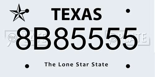 8B85555 Texas License Plate