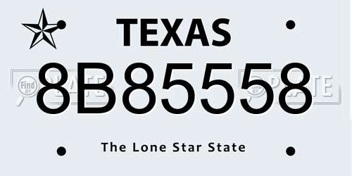 8B85558 Texas License Plate
