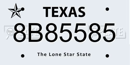8B85585 Texas License Plate