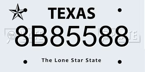 8B85588 Texas License Plate