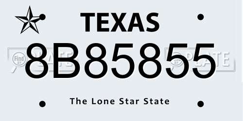 8B85855 Texas License Plate