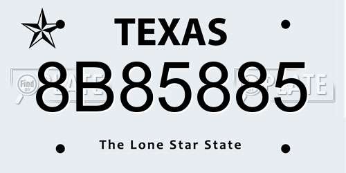 8B85885 Texas License Plate