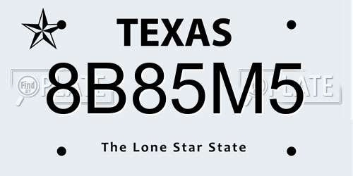 8B85M5 Texas License Plate