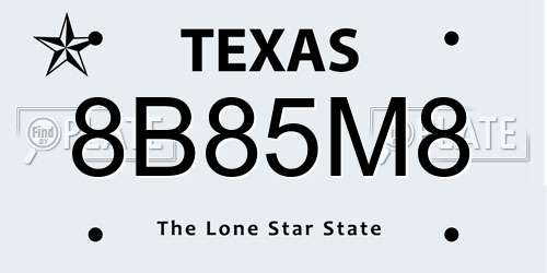 8B85M8 Texas License Plate