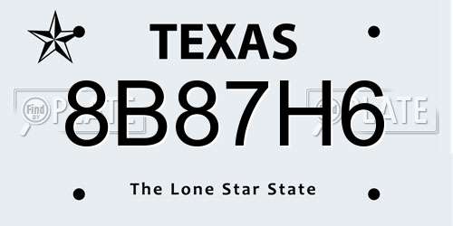 8B87H6 Texas License Plate