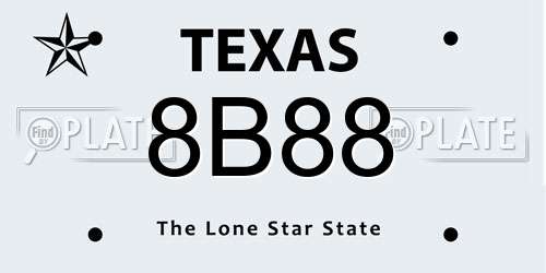 8B88 Texas License Plate