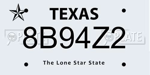 8B94Z2 Texas License Plate