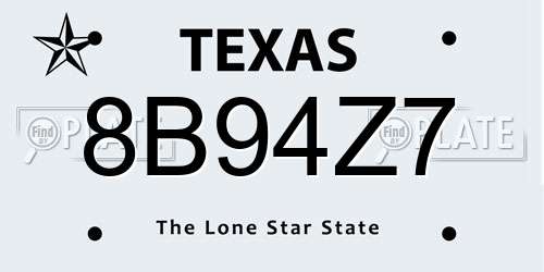 8B94Z7 Texas License Plate