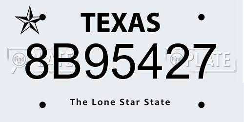 8B95427 Texas License Plate