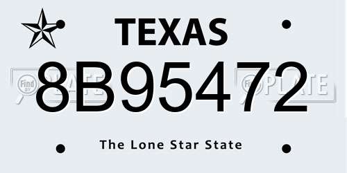 8B95472 Texas License Plate