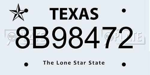 8B98472 Texas License Plate
