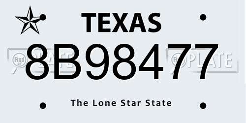 8B98477 Texas License Plate