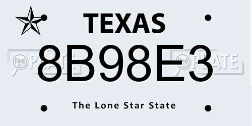 8B98E3 Texas License Plate