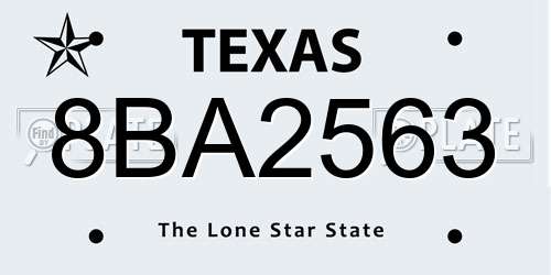 8BA2563 Texas License Plate