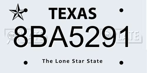 8BA5291 Texas License Plate