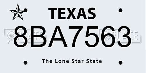 8BA7563 Texas License Plate