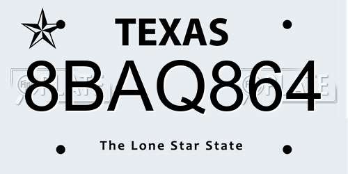 8BAQ864 Texas License Plate