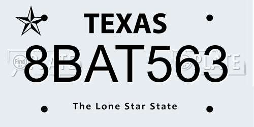 8BAT563 Texas License Plate