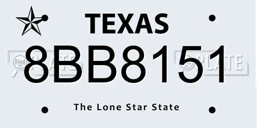 8BB8151 Texas License Plate