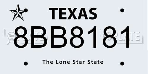 8BB8181 Texas License Plate