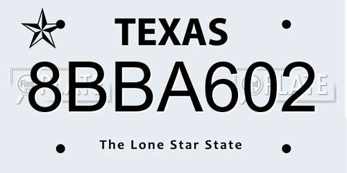 8BBA602 Texas License Plate