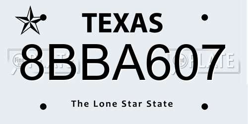 8BBA607 Texas License Plate