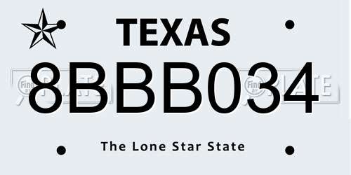 8BBB034 Texas License Plate