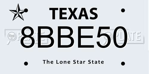8BBE50 Texas License Plate