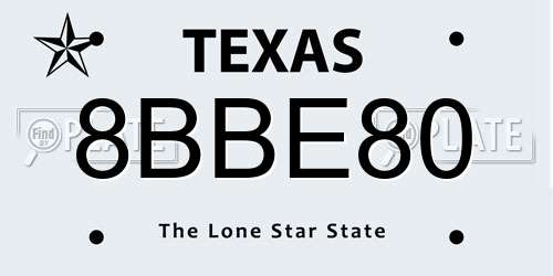 8BBE80 Texas License Plate