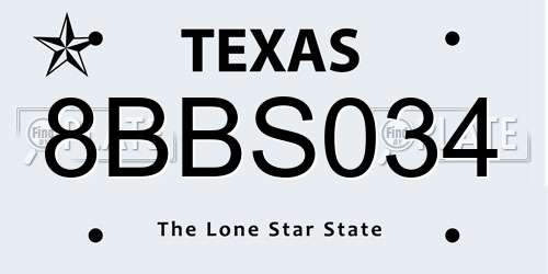 8BBS034 Texas License Plate