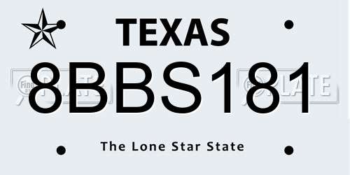 8BBS181 Texas License Plate