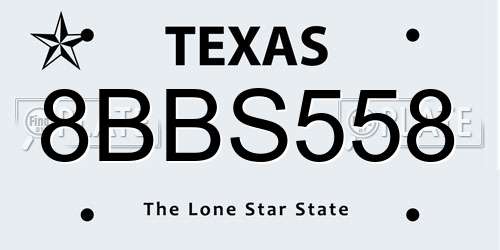 8BBS558 Texas License Plate