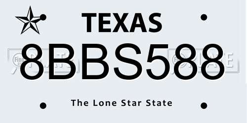 8BBS588 Texas License Plate
