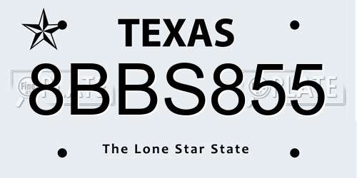 8BBS855 Texas License Plate