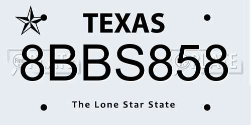 8BBS858 Texas License Plate