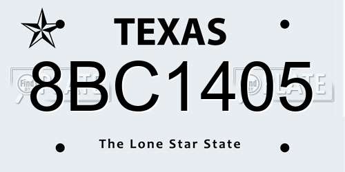 8BC1405 Texas License Plate
