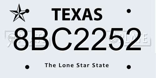 8BC2252 Texas License Plate