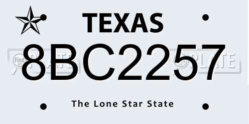 8BC2257 Texas License Plate