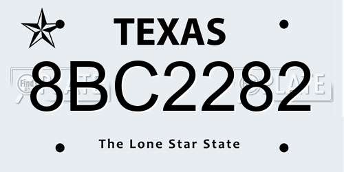 8BC2282 Texas License Plate